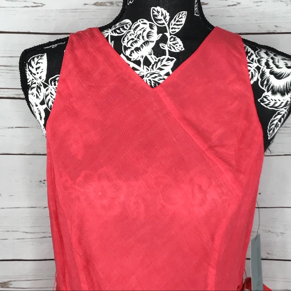 Classiques Entier Coral Sleeveless Belted Dress 8 - Picture 5 of 8